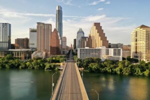 Contact Us- Sunny view of downtown Austin, Texas.